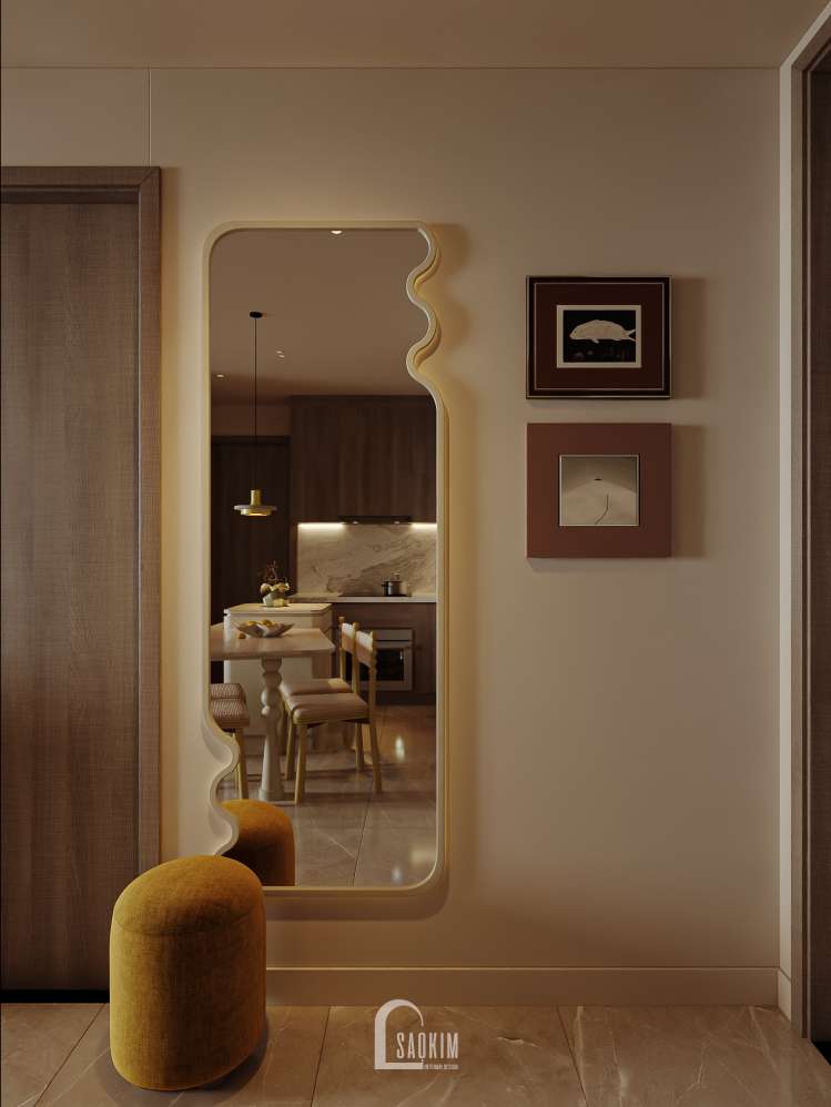 Thiết kế nội thất khu vực tủ giày dép mang dấu ấn Modern Retro tại Lumière Evergreen